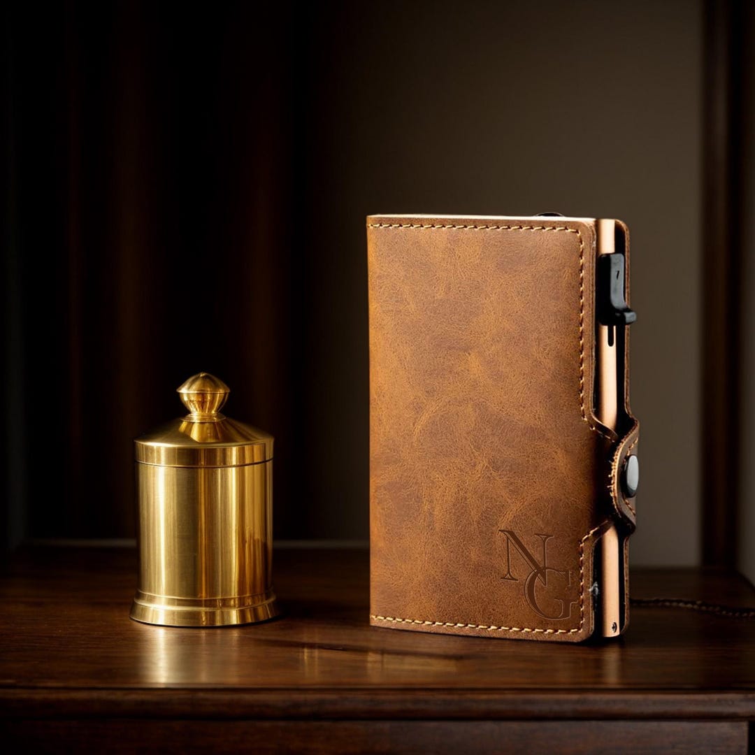 Custom Card Holder Wallet, Premium Leather & Aluminum, Laser Engraved ...