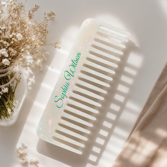 Aesthetic wide tooth pearlescent comb Wide Tooth Acetate Comb - Etsy main image 2