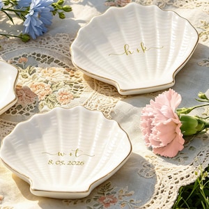 Personalized Initials Ceramic Jewelry Dish, Custom Engraved Ring Dish, Wedding Ring Holder, Bridesmaid Gift, Vanity Dish,Engagement Keepsake