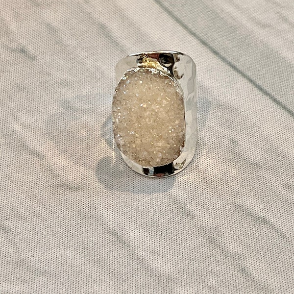 White Druzy Ring