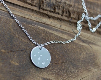 Zodiac Constellation Necklace - Custom Astrology Sign - Disk Coin Pendant Necklace in Silver, Zodiac Coin Pendant, Silver plated, Taurus