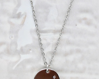 Collar de constelaciones del zodiaco - Signo de astrología personalizado - Collar colgante de monedas de disco en plata, colgante de monedas del zodíaco, plateado, Capricornio