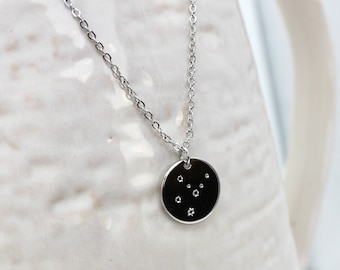 Collar de constelaciones del zodiaco - Signo de astrología personalizado - Collar colgante de moneda de disco en plata, colgante de monedas del zodíaco, plateado, Virgo