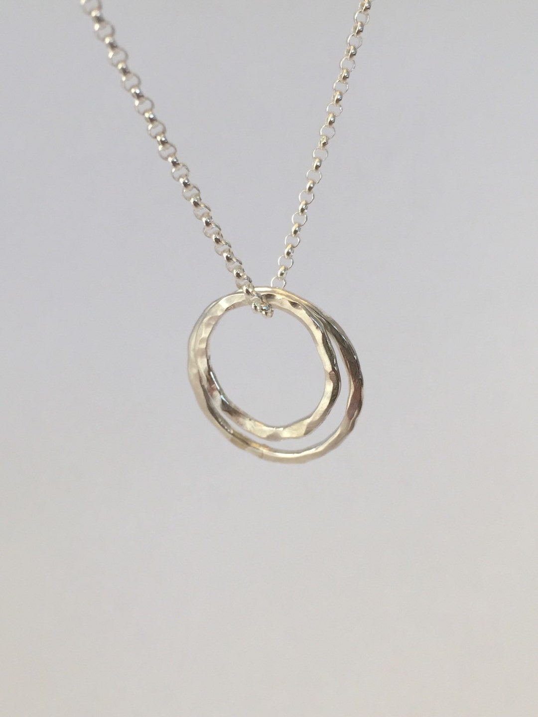 Two CIRCLE Link Necklace Sterling Silver Eternity Circle - Etsy