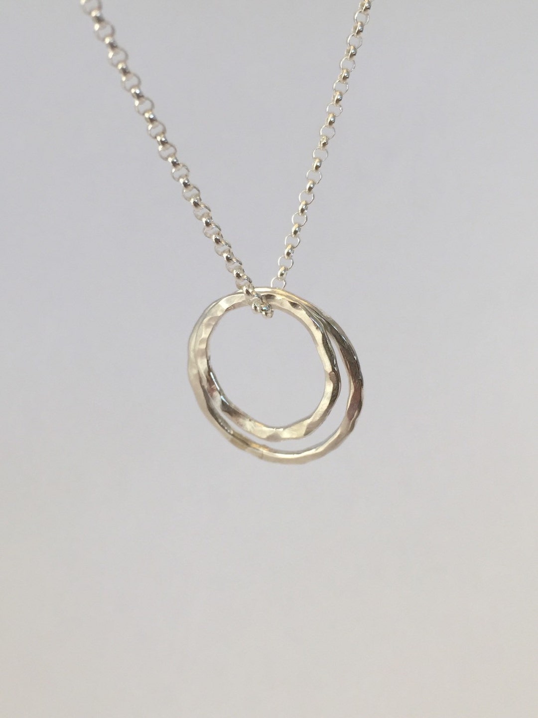 Two CIRCLE Link Necklace Sterling Silver Eternity Circle Etsy