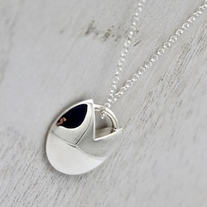 Sterling silver domed circle pendant - silver necklace - delicate silver jewelry - simple silver necklace - Sterling Silver Pendants