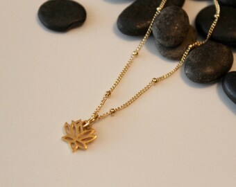 Gold Lotus Necklace, Gold Filled Lotus necklace - Lotus Necklace- Delicate necklace - Gold LotusNecklace