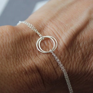 Sterling Silver Double Circle Petite Sterling Silver Double Chain Bracelet, Simple Circle Bracelet, Simple Sterling Bracelet,