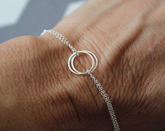 Sterling Silver Double Circle Petite Sterling Silver Double Chain Bracelet, Simple Circle Bracelet, Simple Sterling Bracelet,