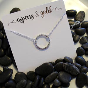 Silver necklace - Silver circle necklace - Simple silver necklace, Silver eternity necklace, Dainty silver necklace, Mother silver jewelry