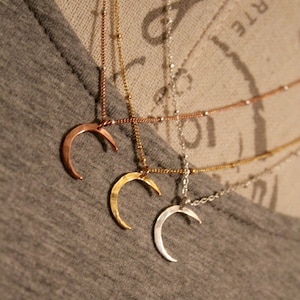 Moon Necklace, Gold filled Moon necklace - Hammered - Moon Necklace- Delicate necklace - Gold Moon Necklace - Silver Moon Necklace