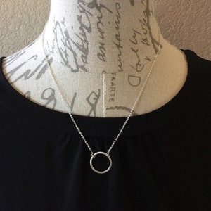 Sterling silver circle necklace - dainty silver necklace - delicate silver jewelry - simple silver necklace - hammered circle necklace.