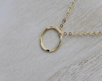 Gold Circle Necklace - Gold Karma Necklace - Gold Jewelry - Gold Necklace - Gold Circle Necklace - Gold Double Circle Necklace /