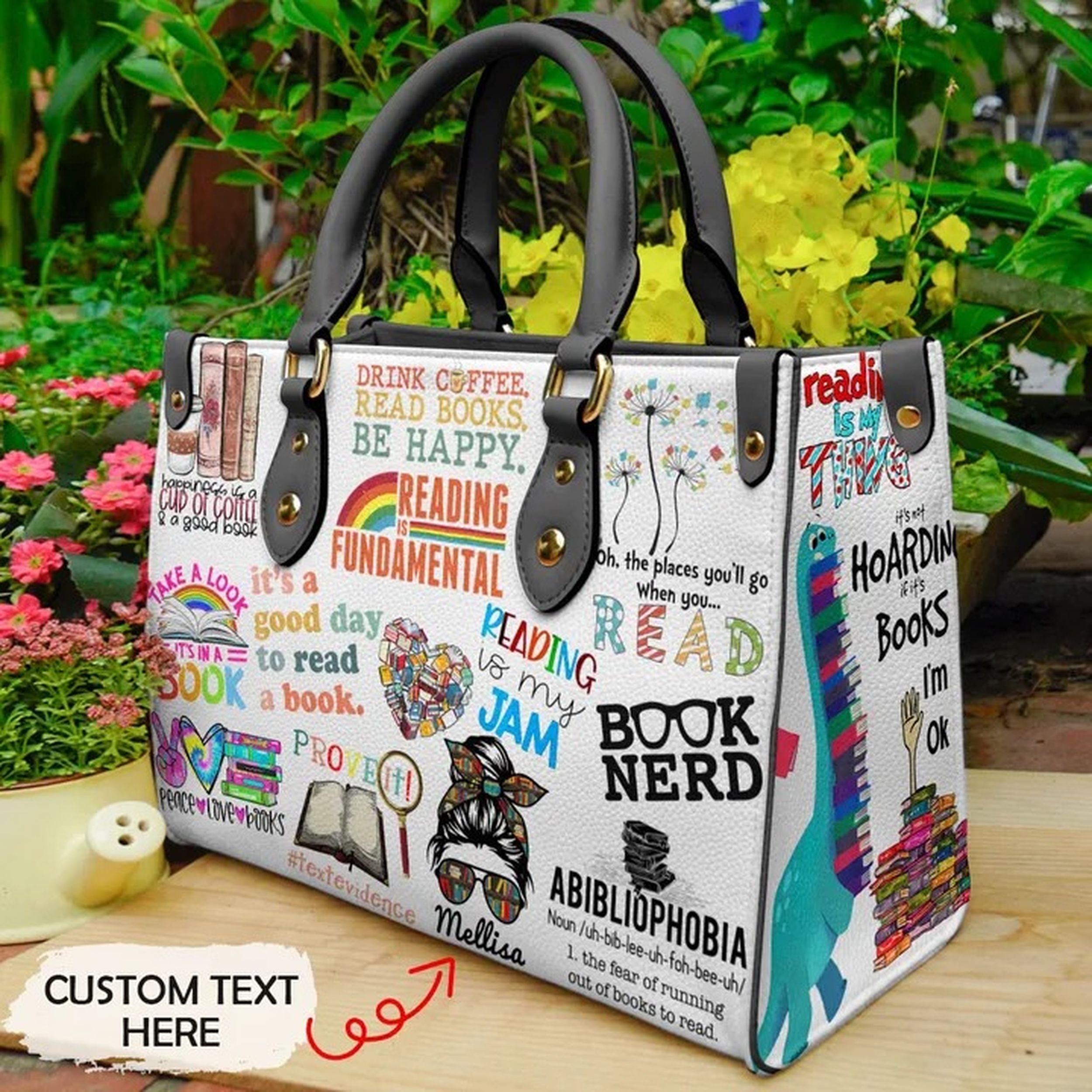 Discover Reading Peace Love Books Handbag , Love Books Leather Bag