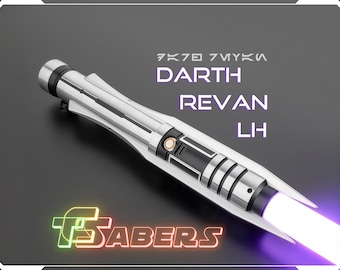 Sable de luz izquierdo de Darth Revan, Neopixel o RGB, con hoja personalizada y estuche rígido, Star Wars (XenoPixel V3, Proffie 2.2 o RGB)