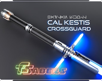 Sable de luz Crossguard de Cal Kestis, Neopixel o RGB, con hoja personalizada y estuche rígido, Star Wars (XenoPixel V3, Proffie 2.2 o RGB)