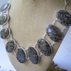 New Handmade Copper Garnet Oval Cabochons 85 Grams Silver Bib Necklace Women