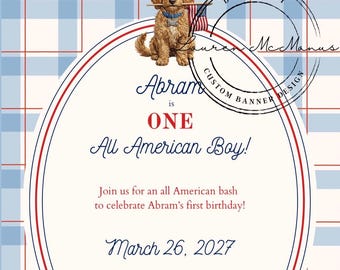 UNA invitación de cumpleaños para un niño totalmente estadounidense