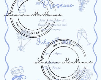Invitación para el Día de las Niñas con temática de PÉTALOS Y PROSECCO