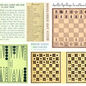 Spaß und Spiele Ephemera 10 Seiten Vintage Bilder für Junk Journals, Journals, Card-Making, Paper Crafts