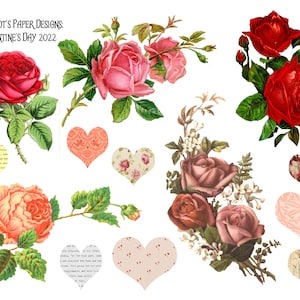 Liebe, Romantik, Valentinstag Ephemera: 10 Seiten mit Vintage Bildern für Junk Journals, Journals, Kartenherstellung, Kunstprojekte und mehr