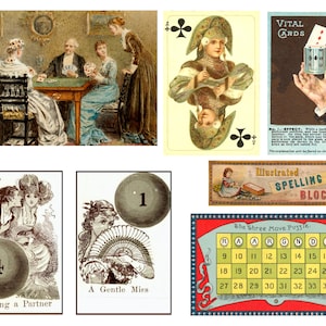 Vintage Spiele und Karten Ephemera 10 Seiten Vintage Bilder für Junk Journals, Journals, Card-Making, Paper Crafts