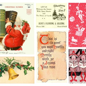 Kersttijd 10 pagina's met vintage ephemera voor junkjournals, tijdschriften, kaarten maken, kunstprojecten en meer