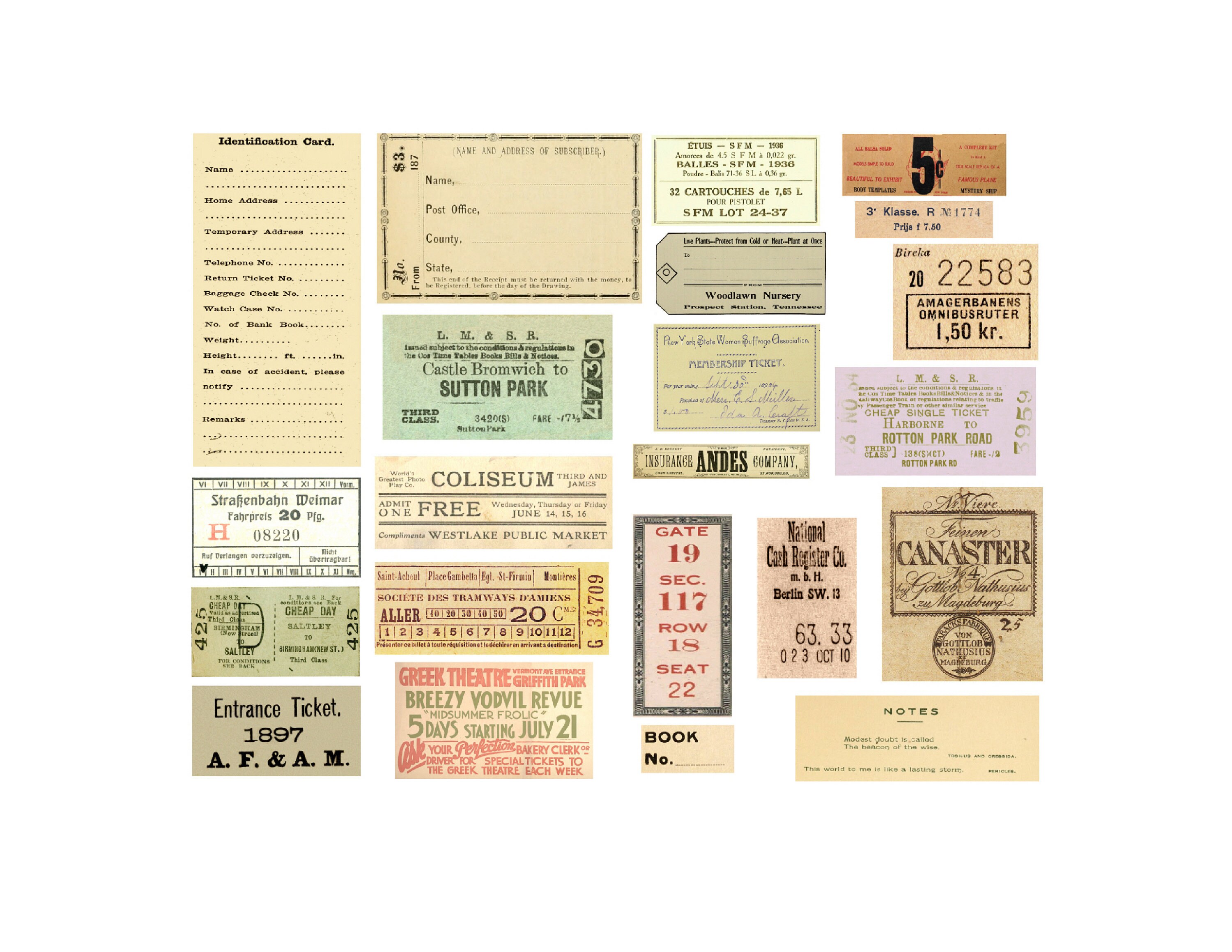 Ticket Images: Vintage Ephemera for Papercrafts (digital Download) - Etsy