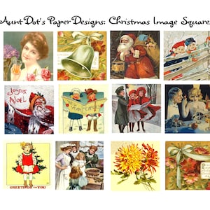 Christmas Image Squares, 10 Pages of Vintage Images for Junk Journals, Planners, Card Making , Art Projects