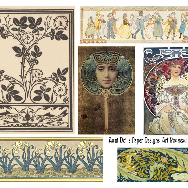 Art Nouveau Éphémère 10 Pages d’Images Vintage pour Les Journaux De Pacotille, Les Revues, la Fabrication de Cartes, les Projets Artistiques et Plus