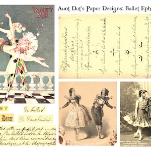 Ballet Ephemera 10 páginas de imagens vintage para diários de lixo, diários, cartões comemorativos, projetos de arte e muito mais
