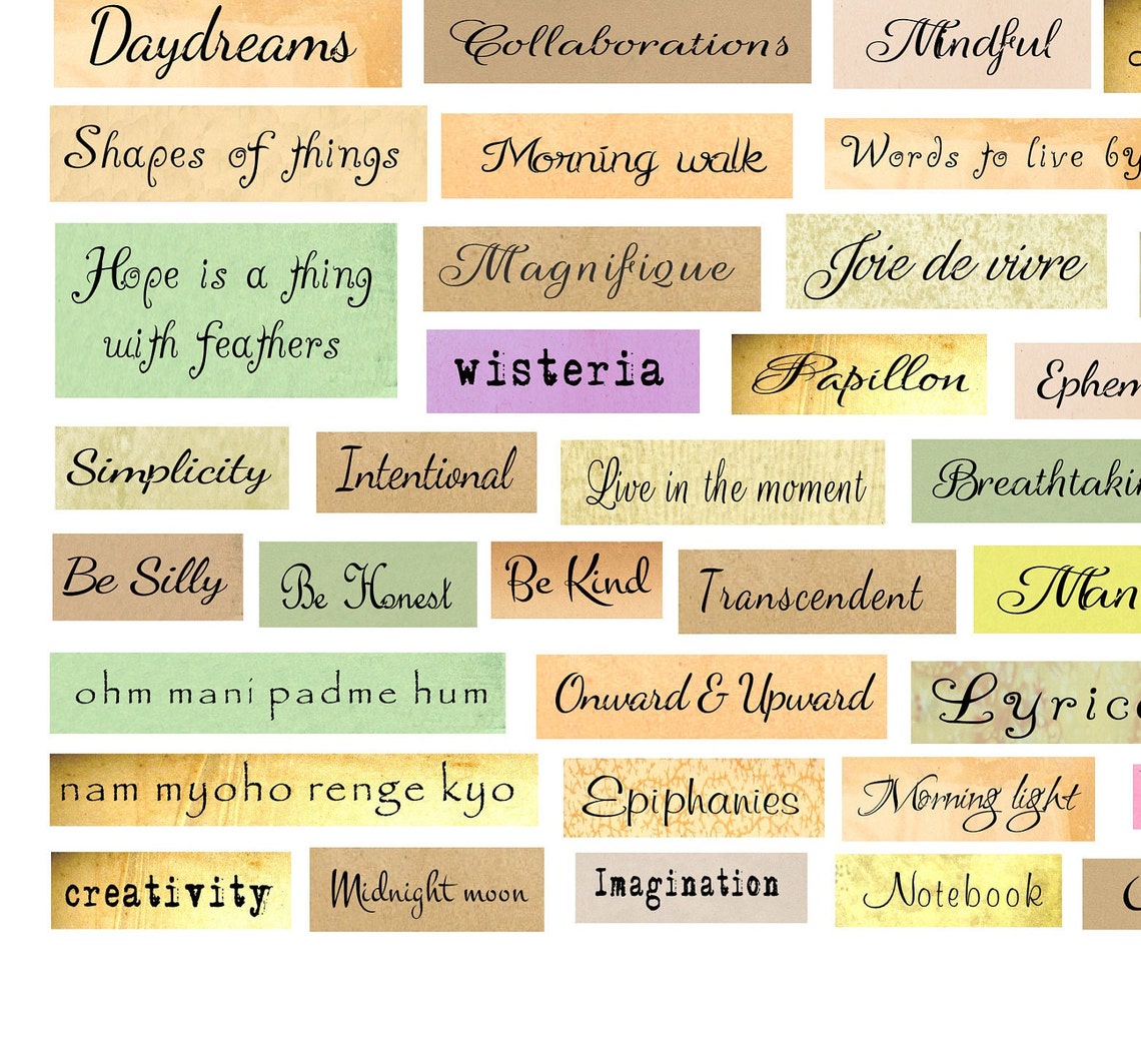 Random Words & Phrases for Junk Journals, Card-making, Scrapbooks ...