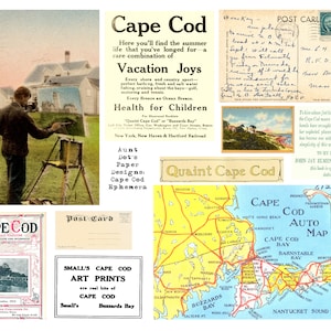Pittoresque Cape Cod Beach Ephemera 10 pages d’images vintage pour les journaux de pacotille et l’artisanat du papier