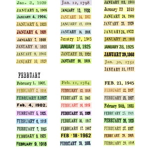Date Label Ephemera for Every Day of the Year (Digital Download)