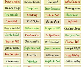 French Christmas Words and Phrases for Junk Journals, Card-Making, Scrapbooks, Papercrafts