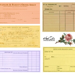 Cartes d'identité vintage, factures, reçus : 10 pages d'éphémères pour journaux indésirables, carnets, fabrication de cartes, projets artistiques et plus image 10