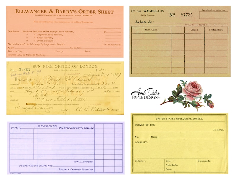 Cartes d'identité vintage, factures, reçus : 10 pages d'éphémères pour journaux indésirables, carnets, fabrication de cartes, projets artistiques et plus image 10