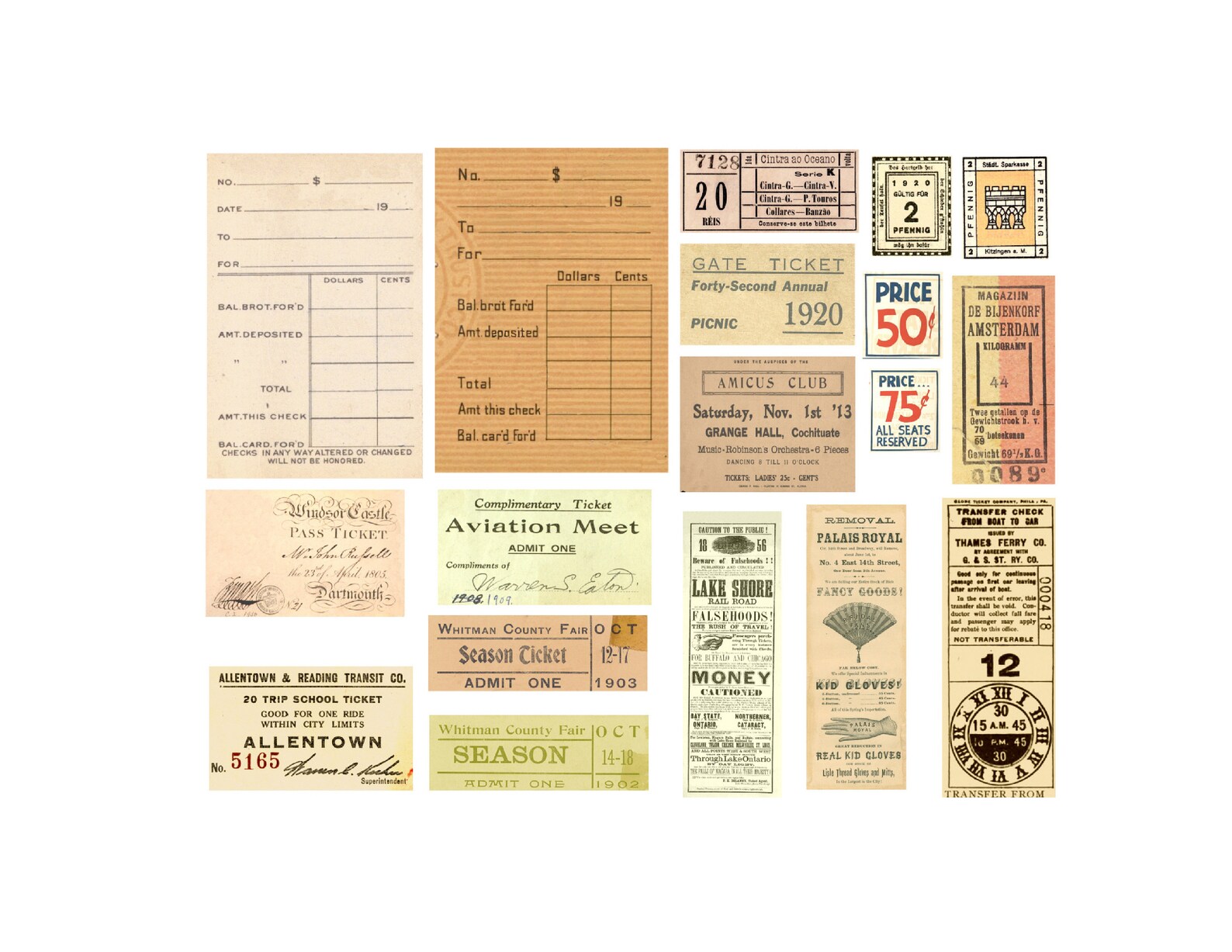 Ticket Images: Vintage Ephemera for Papercrafts (digital Download) - Etsy