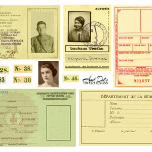 Cartes d'identité vintage, factures, reçus : 10 pages d'éphémères pour journaux indésirables, carnets, fabrication de cartes, projets artistiques et plus image 3