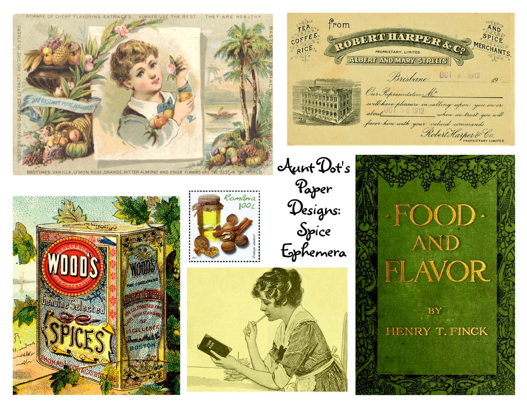 Vintage Spices Ephemera 5 Pages of Images for Journals Etsy