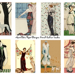 Fashionable French Ladies 6 Pages of Vintage Images for Junk Journals and Papercrafts
