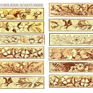 Bordures décoratives florales d'automne vintage pour journaux indésirables, fabrication de cartes, travaux manuels en papier et plus