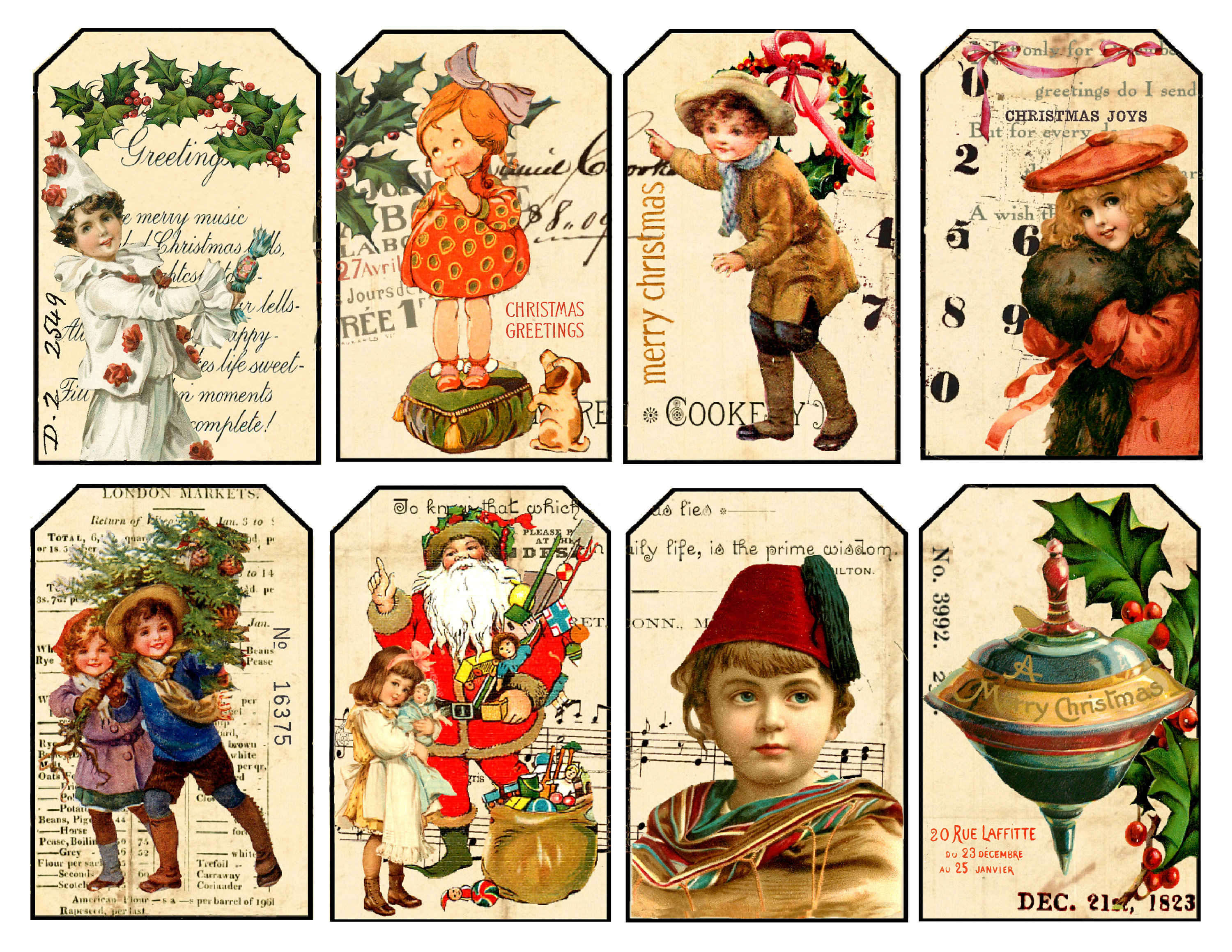 Pretty Parchment Paper Style Vintage Christmas Gift Tags - Thrifty