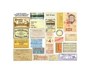 5 Pages of Vintage Labels and Tickets in 2 Sizes for Junk Journals, Journals, Card-making, Art Projects and More - Etsy 5 Pages of Vintage Labels and Tickets in 2 Sizes for Junk Journals, Journals, Card-making, Art Projects and More - Etsy