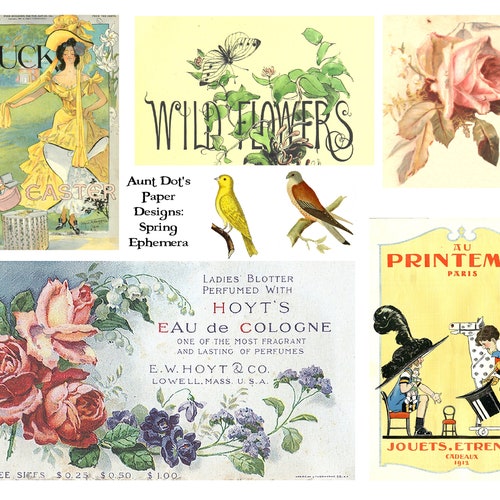 Spring Ephemera 8 Pages of Vintage Images for Paper Crafting Etsy