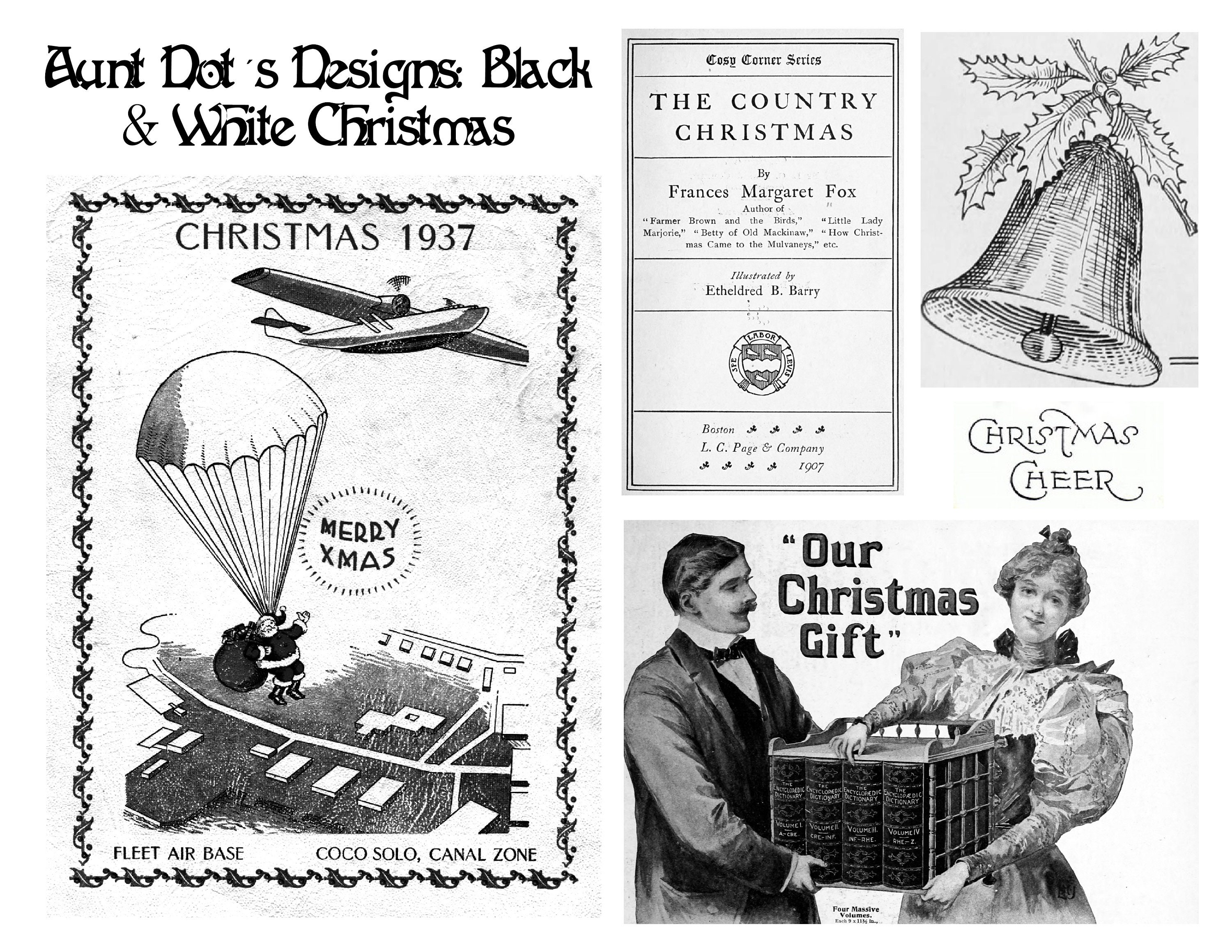 A Merry, Black & White Christmas 10 Pages of Vintage Images