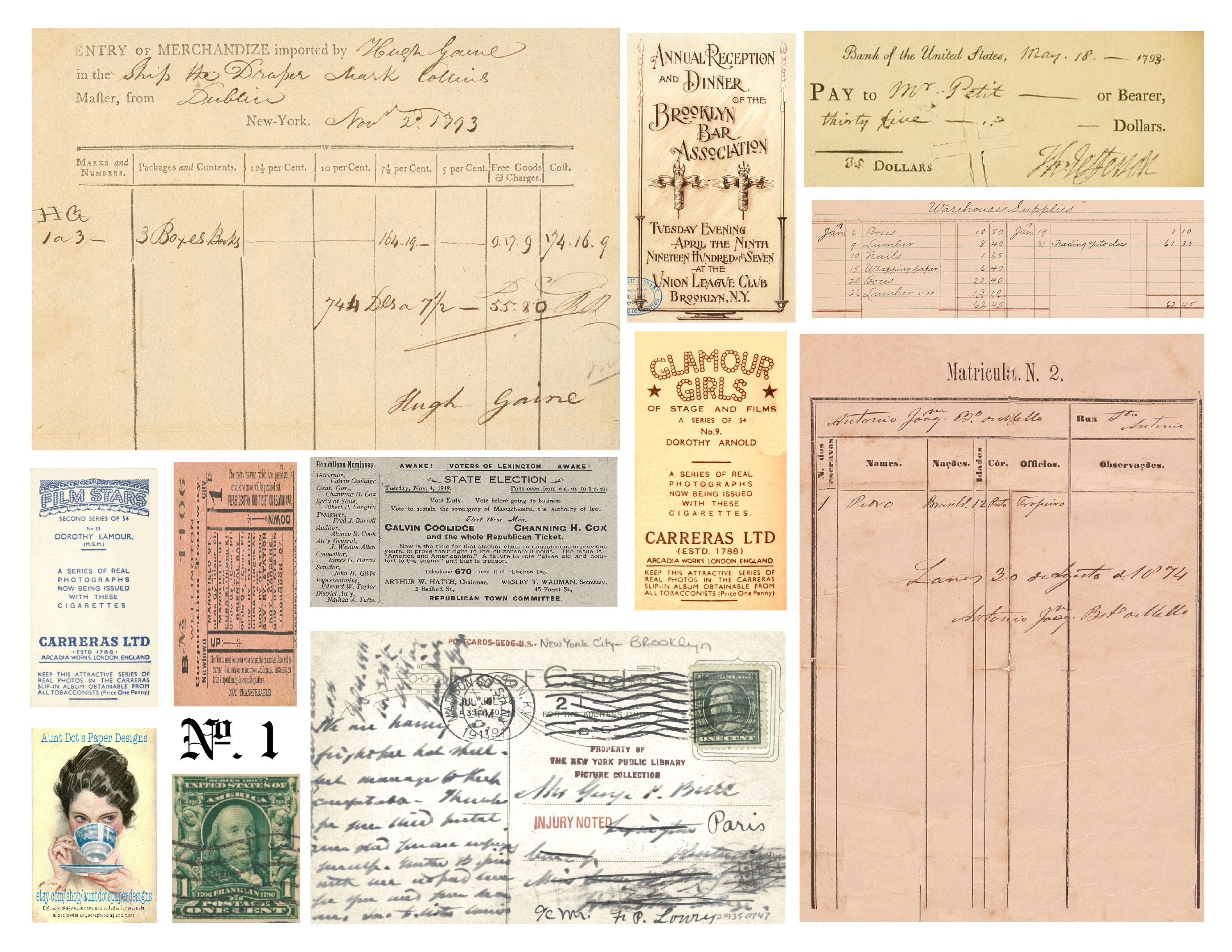 4 Pages of Written and Printed Ephemera: Postcards Tickets - Etsy