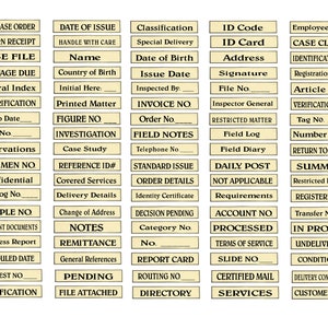 Official Words and Phrases Vintage Look Labels in 2 Sizes and 2 Fonts for Junk Journals, Journals, Card-Making, Art Projects and More