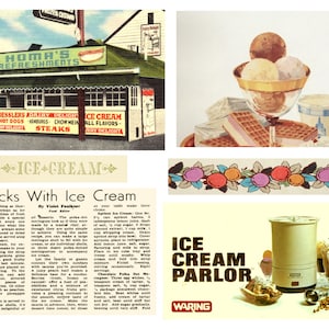 Vintage Eiscreme Ephemera: 8 Seiten Vintage digitale Bilder für Journale, Grußkarten, Kunstprojekte