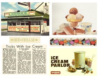 Ice Cream Ephemera: Vintage Digital Collage Pages (8.5x11) (Digital Download)